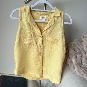 Yellow Linen Anthropologie Blouse